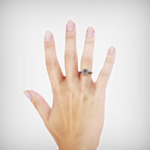 Alternative view of Anillo de Compromiso Halo Galea Blue Platino