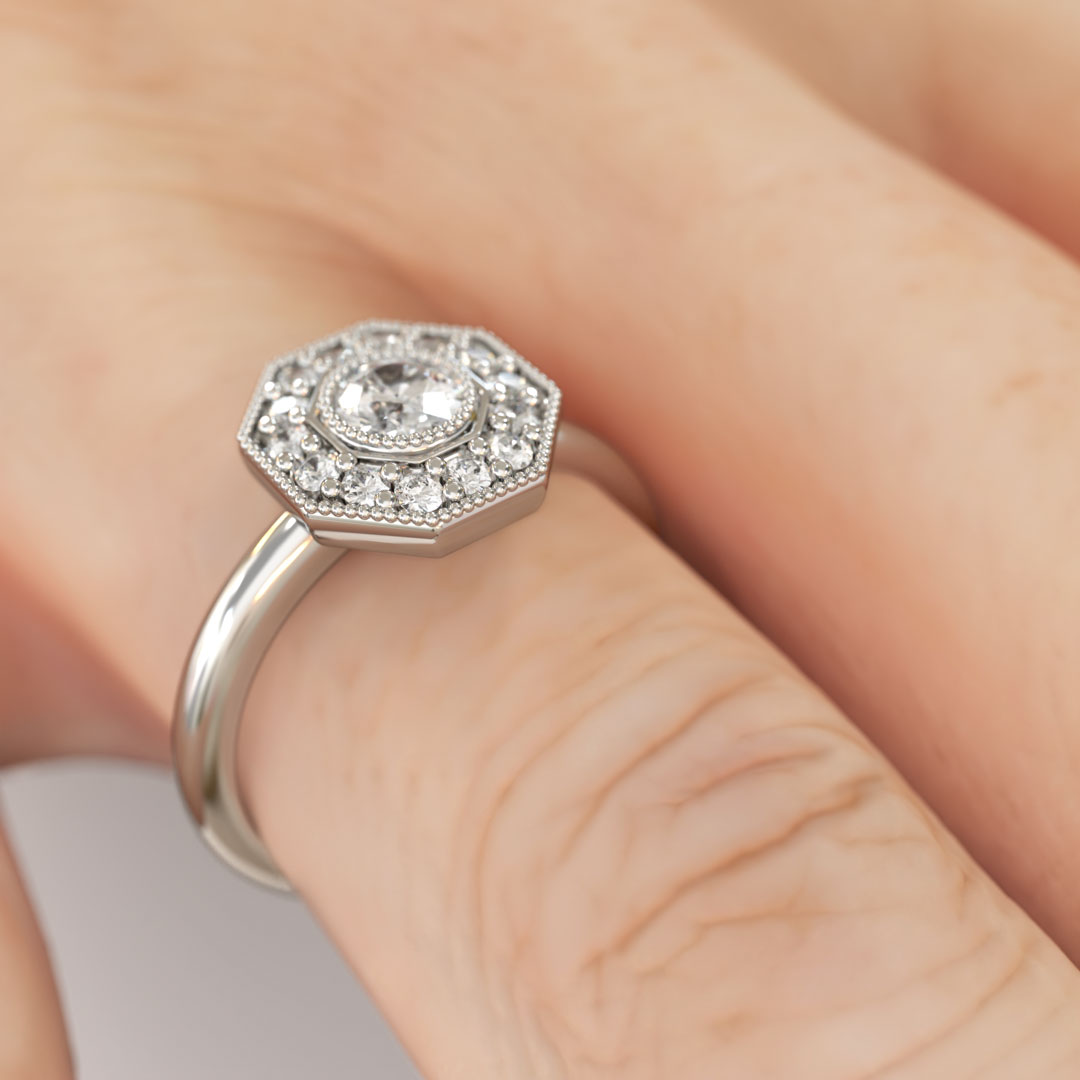 Anillo de Compromiso Vintage Madeleine Platino Diamante Corte Brillante Anillo de Compromiso Vintage Madeleine Platino Diamante Corte Brillante - Imagen 4