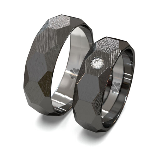 Argollas de Matrimonio Martillada Black Oro Blanco 18kt o Platino Argollas de Matrimonio Martillada Black Oro Blanco 18kt o Platino