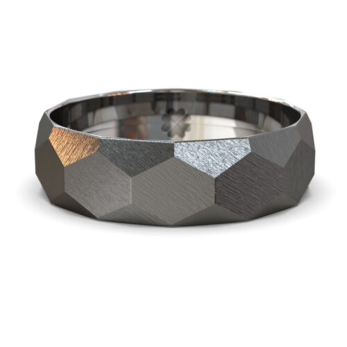 Argolla de Matrimonio Martillada Black Oro Blanco 18kt o Platino