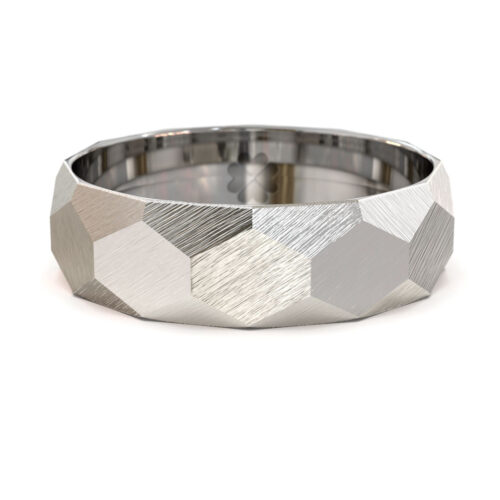 Argolla de Matrimonio Martillada Media Caña W Oro Blanco 18kt o Platino