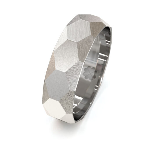 Alternative view of Argolla de Matrimonio Martillada Media Caña W Oro Blanco 18kt o Platino