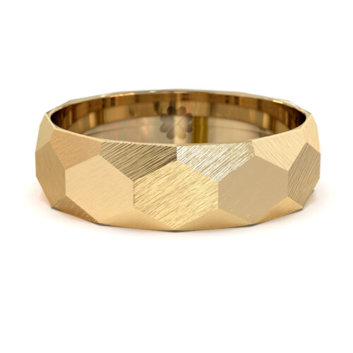 Argolla de Matrimonio Martillada Media Caña Oro Miel 18kt