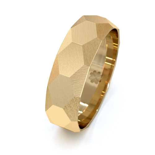 Alternative view of Argolla de Matrimonio Martillada Media Caña Oro Miel 18kt