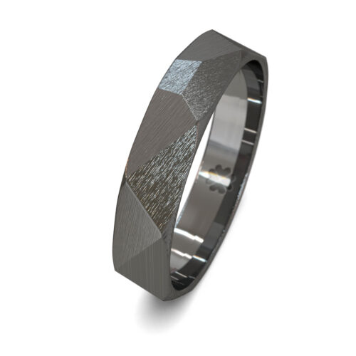 Alternative view of Argolla de Matrimonio Martillada Triangular Oro Blanco 18kt o Platino