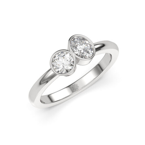 Anillo de Compromiso Duetto Naunet Oro Blanco 18kt Anillo de compromiso NAUNET en oro blanco 18k Fairmined o platino responsable 950 con diamante de 30 puntos de origen en laboratorio