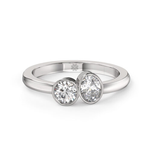Anillo de Compromiso Duetto Naunet Oro Blanco 18kt Anillo de compromiso NAUNET en oro blanco 18k Fairmined o platino responsable 950 con diamante de 30 puntos de origen en laboratorio