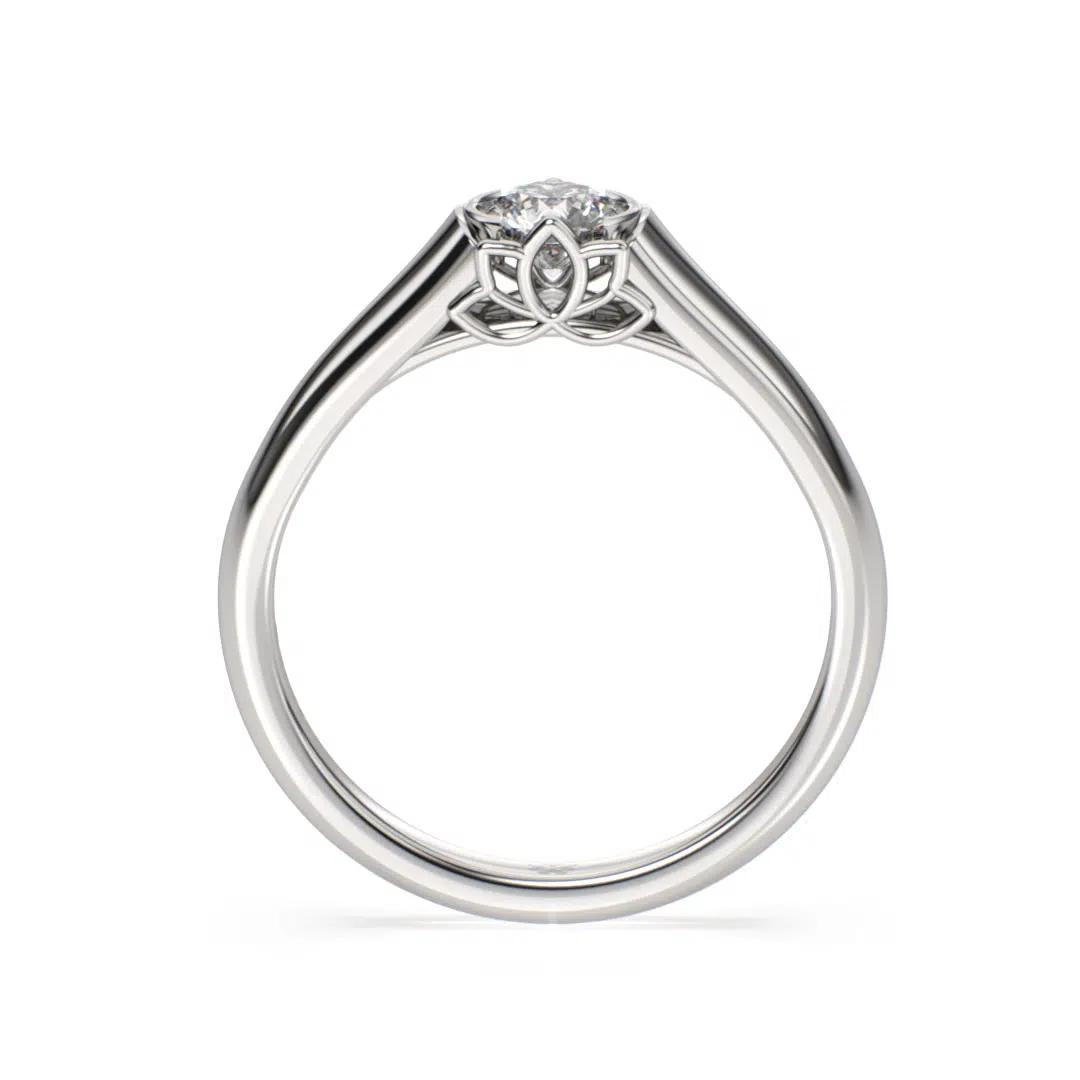 Anillo de compromiso NEREIDAS en oro blanco 18k Fairmined o platino responsable 950 con diamante de 30, 50 o 100 puntos de origen en laboratorio