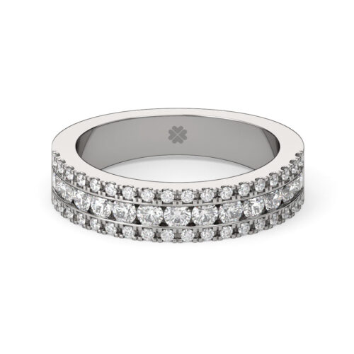Anillo de Compromiso Cintillo Nefeli Oro Blanco 18kt Anillo de compromiso NEFELI en oro blanco 18k Fairmined o platino responsable 950 con diamante de 3 puntos originario de Canadá