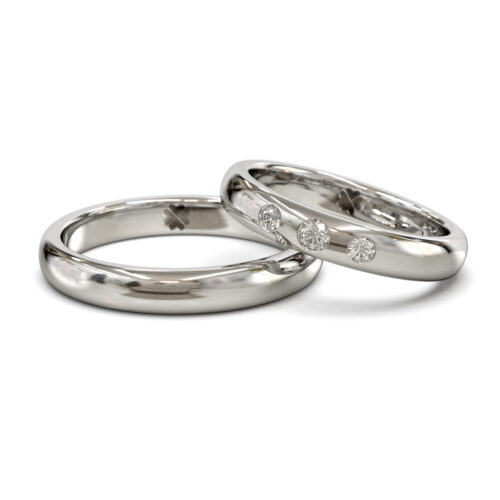 Argollas de Matrimonio Neo Classic Button Oro Blanco 18kt o Platino Alternative view of Argollas de Matrimonio Neo Classic Button Oro Blanco 18kt o Platino