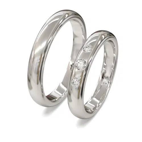 Argollas de Matrimonio Neo Classic Button Oro Blanco 18kt o Platino