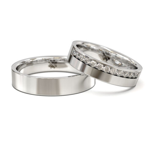 Argollas de Matrimonio Neo Eternite Wide W Oro Blanco 18kt o Platino Alternative view of Argollas de Matrimonio Neo Eternite Wide W Oro Blanco 18kt o Platino