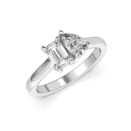 Anillo de Compromiso Duetto Nivys Oro Blanco 18kt Anillo de compromiso NIVYS en oro blanco 18k Fairmined o platino responsable 950 con diamante de 50, 100 o 150 puntos de origen en laboratorio