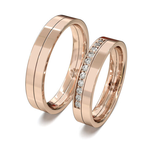 Argollas de Matrimonio Plana Duo Oro Rosa 18kt Argollas de Matrimonio Plana Duo Oro Rosa 18kt