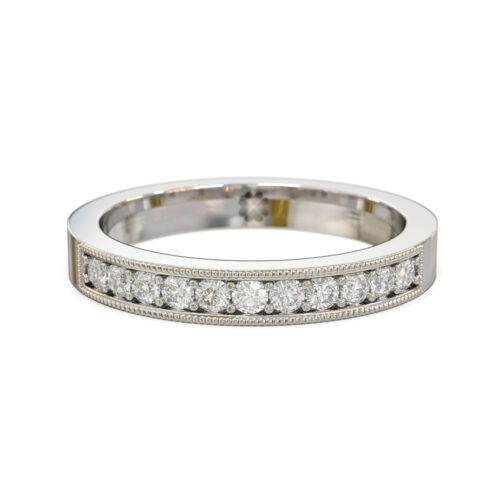 Argolla de Matrimonio Plana Ruleteada Oro Blanco 18kt o Platino