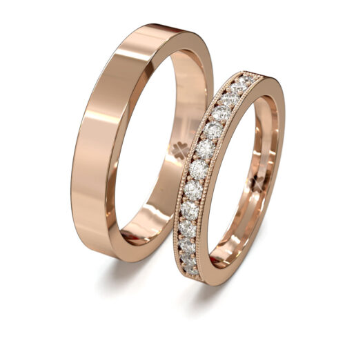 Argollas de Matrimonio Plana Ruleteada Oro Rosa 18kt Argollas de Matrimonio Plana Ruleteada Oro Rosa 18kt