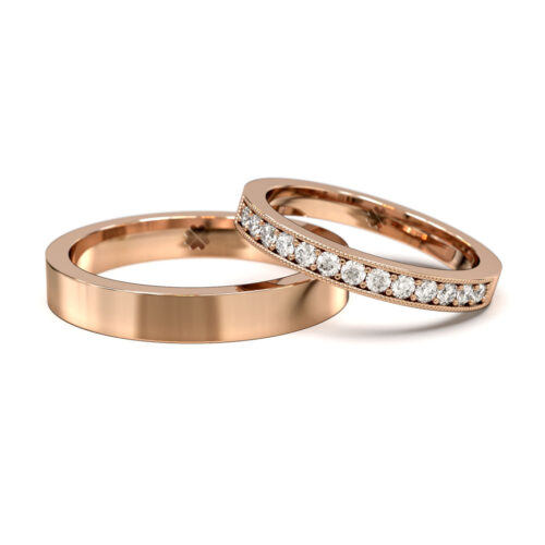 Argollas de Matrimonio Plana Ruleteada Oro Rosa 18kt Alternative view of Argollas de Matrimonio Plana Ruleteada Oro Rosa 18kt