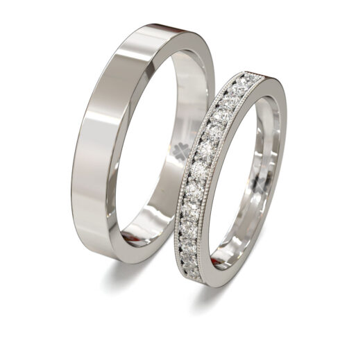 Argollas de Matrimonio Plana Ruleteada W Oro Blanco 18kt o Platino Argollas de Matrimonio Plana Ruleteada W Oro Blanco 18kt o Platino