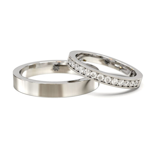 Argollas de Matrimonio Plana Ruleteada W Oro Blanco 18kt o Platino Alternative view of Argollas de Matrimonio Plana Ruleteada W Oro Blanco 18kt o Platino