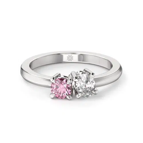 Anillo de compromiso RADYS PINK en oro blanco 18k Fairmined o platino responsable 950 con diamante de 30, 50 o 100 puntos de origen en laboratorio