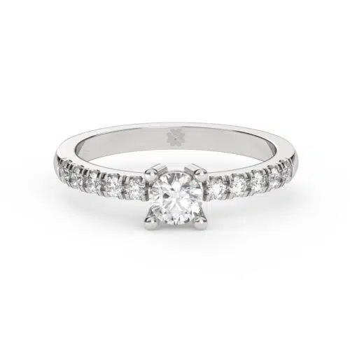 Anillo de compromiso STELLA en oro blanco 18k Fairmined o platino responsable 950 con diamante de 30 o 40 puntos originario de Canadá