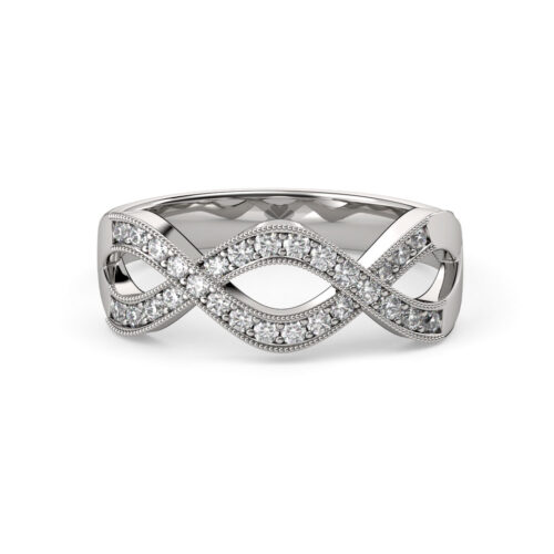 Anillo de Compromiso Cintillo Selene Oro Blanco 18kt Anillo de compromiso SELENE en oro blanco 18k Fairmined o platino responsable 950 con diamante de 1 punto originario de Canadá