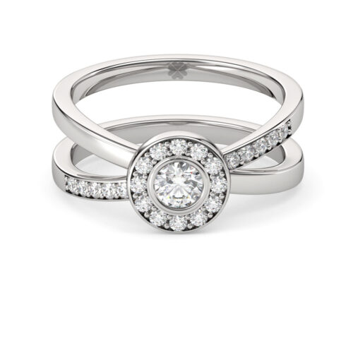 Anillo de Compromiso Halo Sirus Adamas Oro Blanco 18kt Anillo de Compromiso Halo Sirus Adamas Oro Blanco 18kt