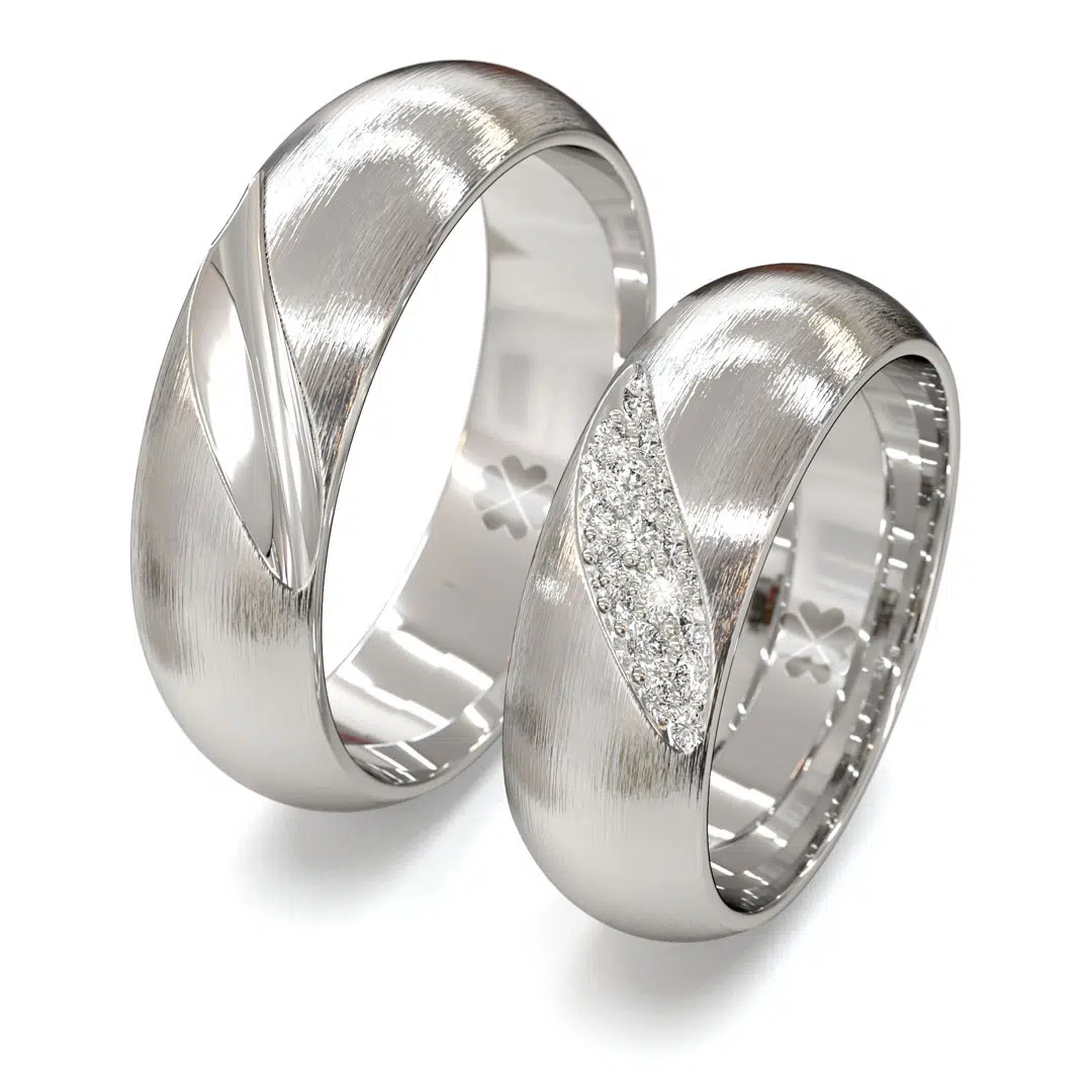 Argollas de Matrimonio Sky Relieve Oro Blanco 18kt o Platino