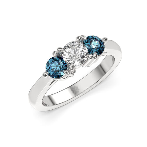 Anillo de compromiso SPICA BLUE TWIN en oro blanco 18k Fairmined o platino responsable 950 con diamante de 50 o 100 puntos de origen en laboratorio