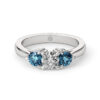 Anillo de compromiso SPICA BLUE TWIN en oro blanco 18k Fairmined o platino responsable 950 con diamante de 50 o 100 puntos de origen en laboratorio