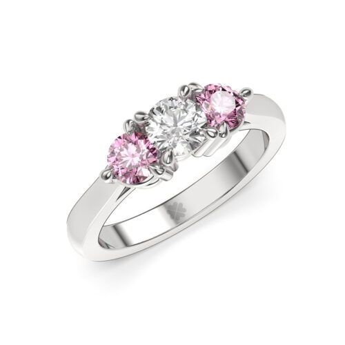 Anillo de compromiso SPICA PINK TWIN en oro blanco 18k Fairmined o platino responsable 950 con diamante de 50 o 100 puntos de origen en laboratorio
