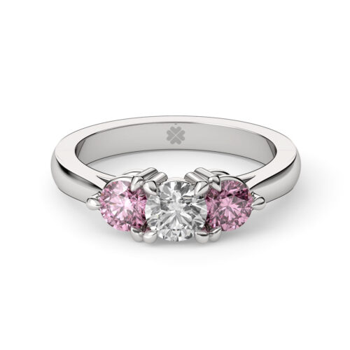 Anillo de compromiso SPICA PINK TWIN en oro blanco 18k Fairmined o platino responsable 950 con diamante de 50 o 100 puntos de origen en laboratorio