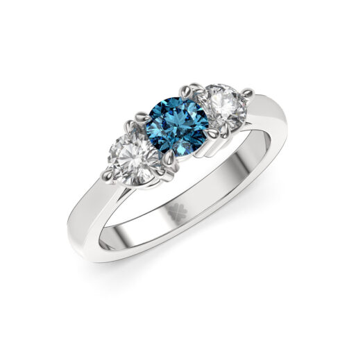 Anillo de compromiso SPICA BLUE en oro blanco 18k Fairmined o platino responsable 950 con diamante de 50 o 100 puntos de origen en laboratorio