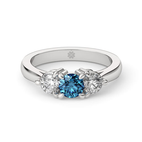 Anillo de compromiso SPICA BLUE en oro blanco 18k Fairmined o platino responsable 950 con diamante de 50 o 100 puntos de origen en laboratorio