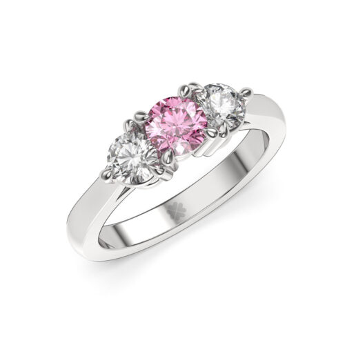 Anillo de compromiso SPICA PINK en oro blanco 18k Fairmined o platino responsable 950 con diamante de 50 o 100 puntos de origen en laboratorio