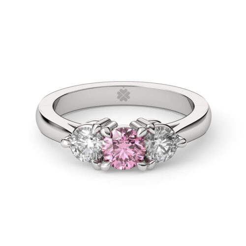 Anillo de compromiso SPICA PINK en oro blanco 18k Fairmined o platino responsable 950 con diamante de 50 o 100 puntos de origen en laboratorio
