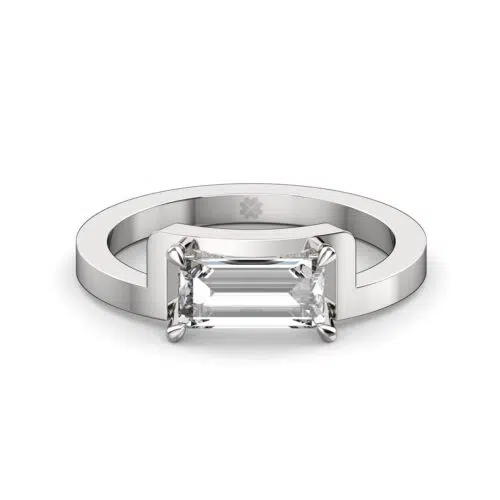 Anillo de compromiso TELLUS en oro blanco 18k Fairmined o platino responsable 950 con diamante de 100, 150 o 200 puntos de origen en laboratorio