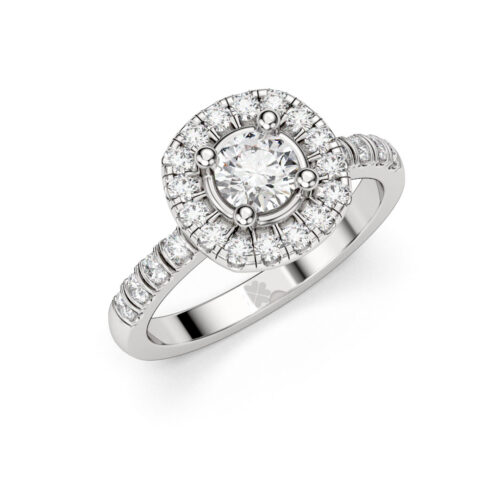 Anillo de compromiso TEMPES en oro blanco 18k Fairmined o platino responsable 950 con diamante de 40 o 50 puntos originario de Canadá