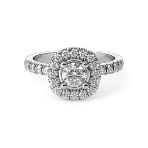 Anillo de compromiso TEMPES en oro blanco 18k Fairmined o platino responsable 950 con diamante de 40 o 50 puntos originario de Canadá