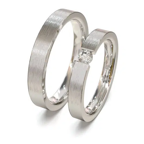 Argollas de Matrimonio Tensión Light W Oro Blanco 18kt o Platino