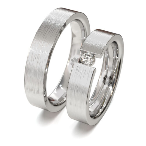 Argollas de Matrimonio Tensión W Oro Blanco 18kt o Platino Argollas de Matrimonio Tensión W Oro Blanco 18kt o Platino