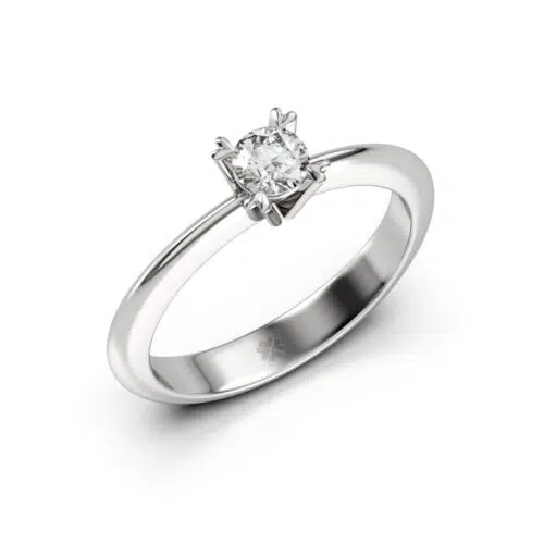 Anillo de compromiso VENETUS en oro blanco 18k Fairmined o platino responsable 950 con diamante disponible en tamaños de 30, 50 o 100 puntos, origen laboratorio