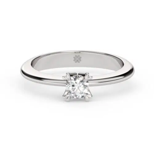 Anillo de compromiso VENETUS en oro blanco 18k Fairmined o platino responsable 950 con diamante disponible en tamaños de 30, 50 o 100 puntos, origen laboratorio