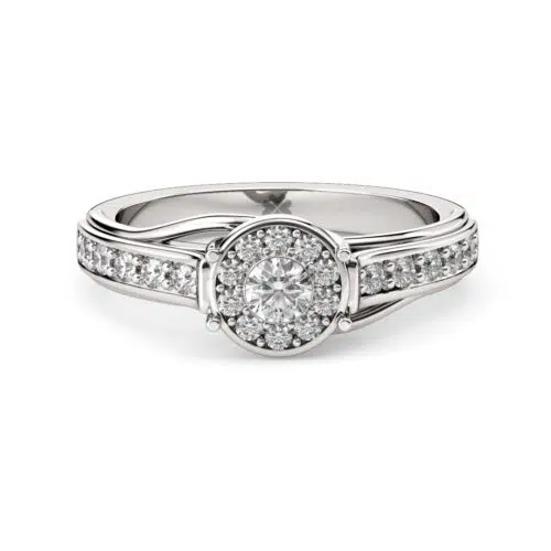 Anillo de compromiso Ventus en oro blanco 18k Fairmined o platino responsable 950 con diamante de 15 puntos originario de Canadá