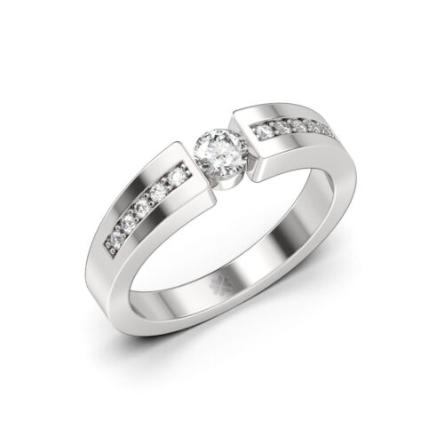 Anillo de Compromiso Solitario Vesta Oro Blanco 18kt Anillo de compromiso VESTA en oro blanco 18k Fairmined o platino responsable 950 con diamante de 20 o 30 puntos originario de Canadá