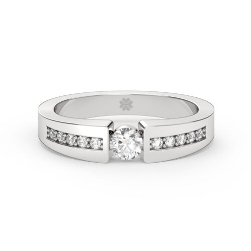 Anillo de Compromiso Solitario Vesta Oro Blanco 18kt Anillo de compromiso VESTA en oro blanco 18k Fairmined o platino responsable 950 con diamante de 20 o 30 puntos originario de Canadá