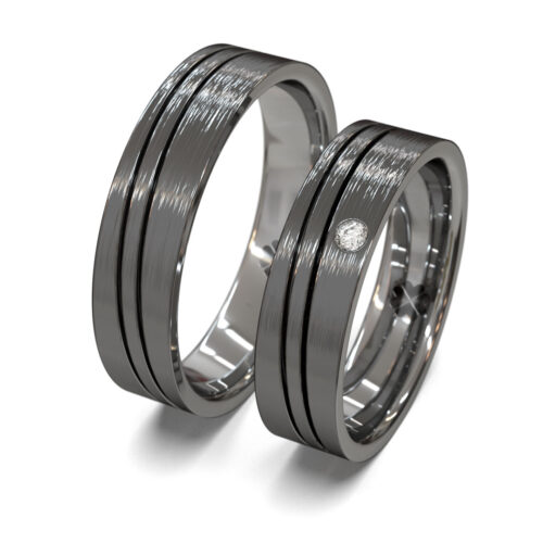Argollas de Matrimonio Wave Black Oro Blanco 18kt o Platino Argollas de Matrimonio Wave Black Oro Blanco 18kt o Platino