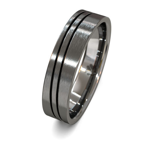Alternative view of Argolla de Matrimonio Wave Black Oro Blanco 18kt o Platino