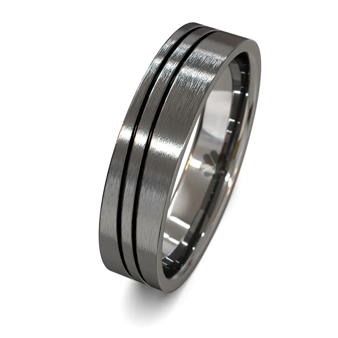 Argolla de Matrimonio Wave Black Oro Blanco 18kt o Platino