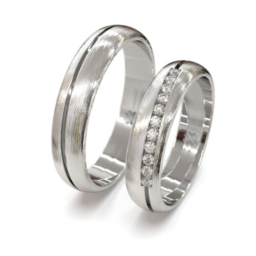 Argollas de Matrimonio Wave Media Caña W Oro Blanco 18kt o Platino Argollas de Matrimonio Wave Media Caña W Oro Blanco 18kt o Platino